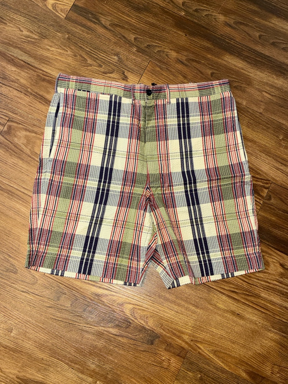 RRL Officer Seersucker Madras Plaid Shorts